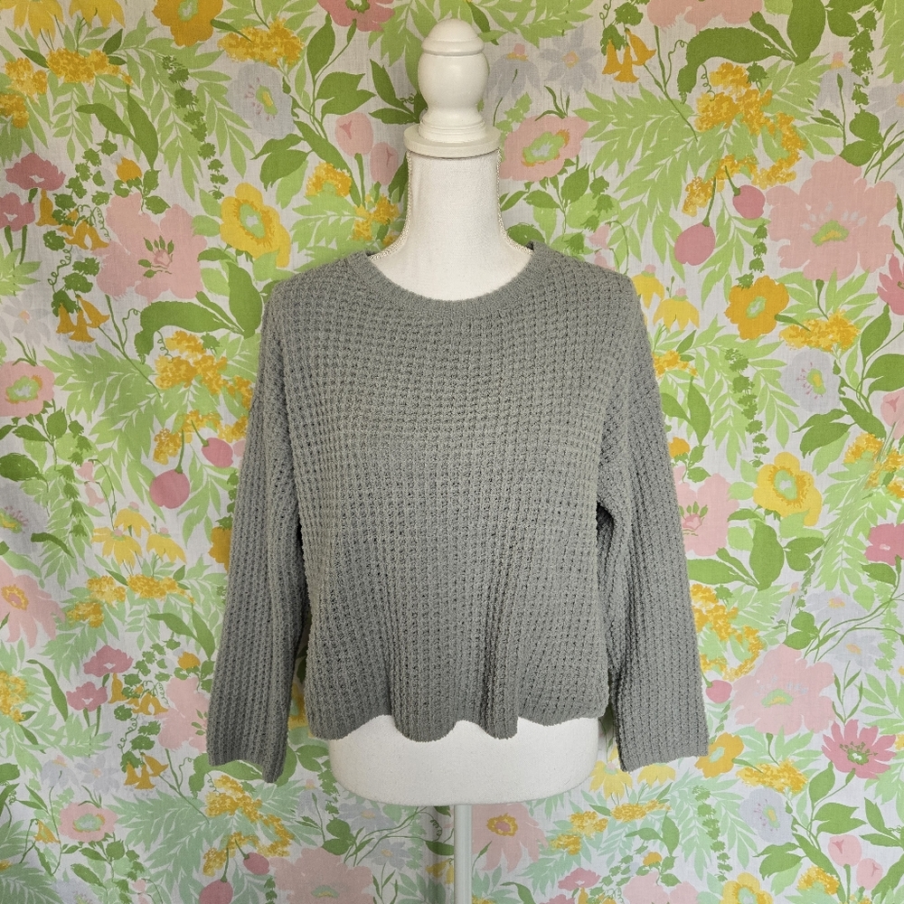 Chenille Waffle Cropped Sweater